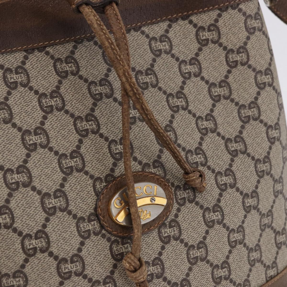 GUCCI GG Supreme Shoulder Bag PVC Beige Gold Auth 193506