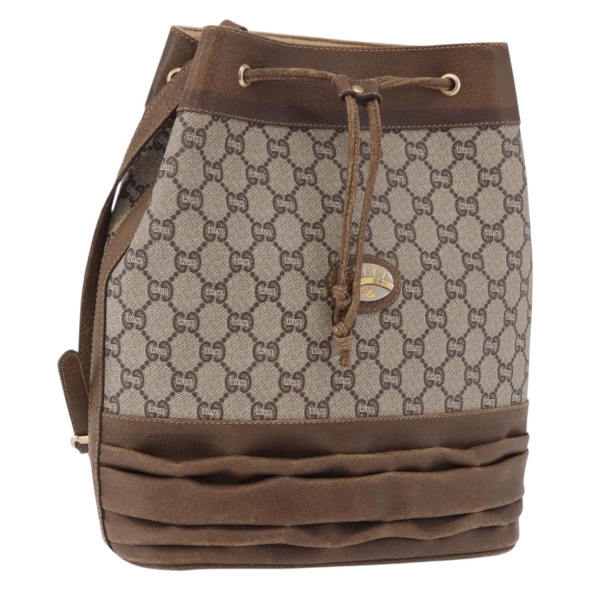 GUCCI GG Supreme Shoulder Bag PVC Beige Gold Auth 193506