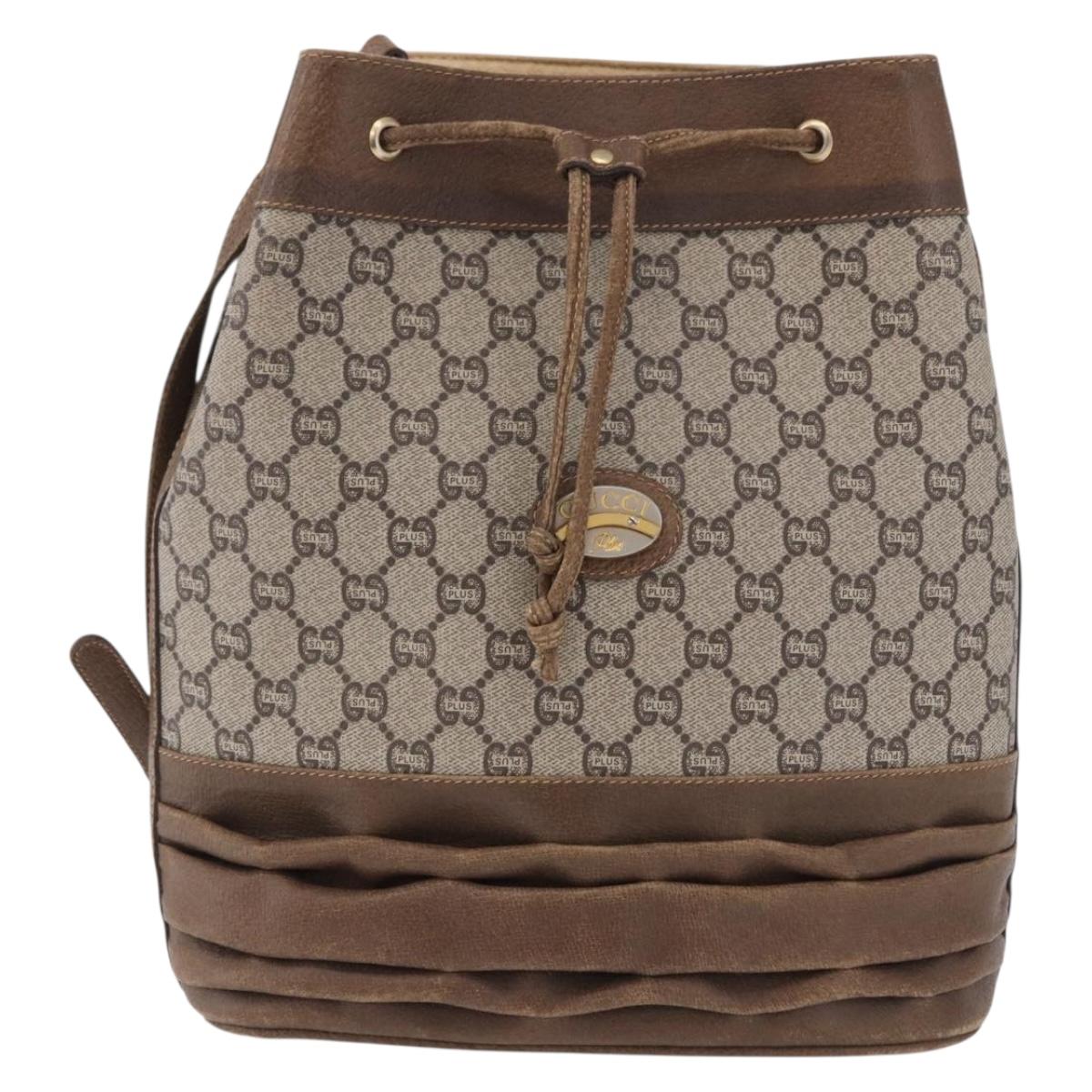 GUCCI GG Supreme Shoulder Bag PVC Beige Gold Auth 193506