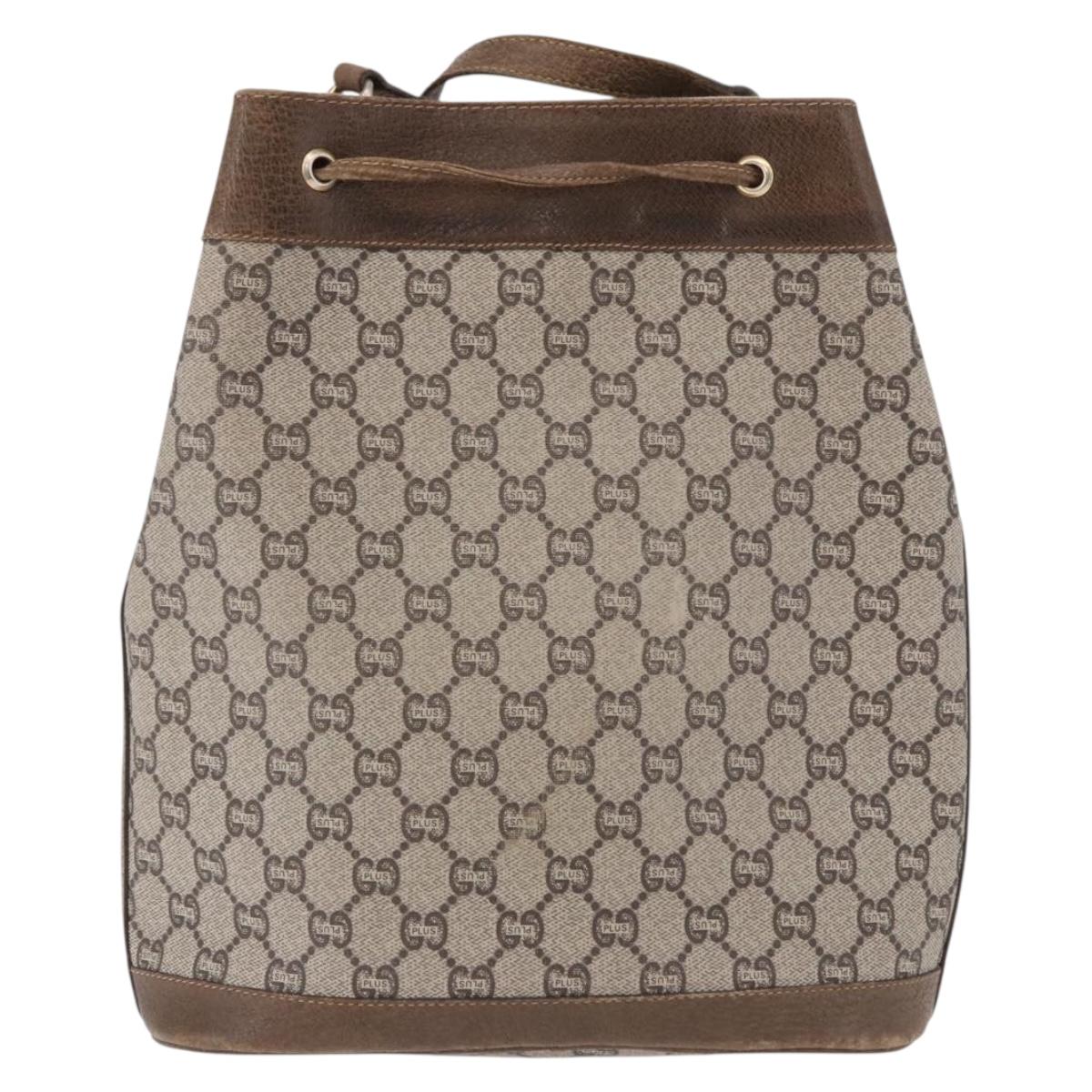 GUCCI GG Supreme Shoulder Bag PVC Beige Gold Auth 193506