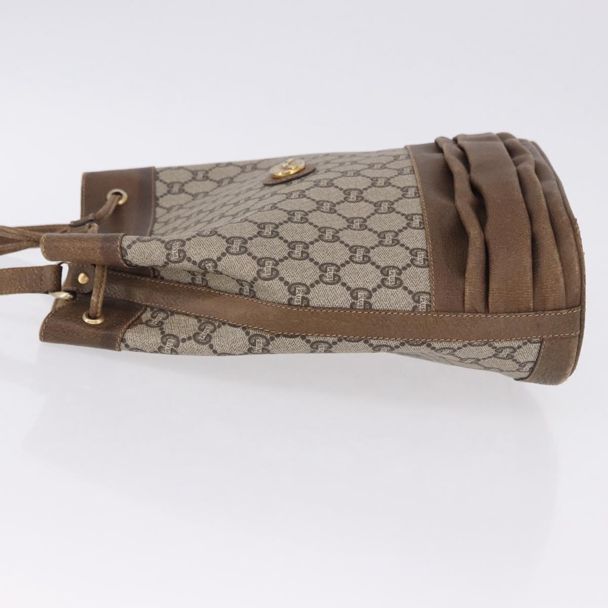 GUCCI GG Supreme Shoulder Bag PVC Beige Gold Auth 193506