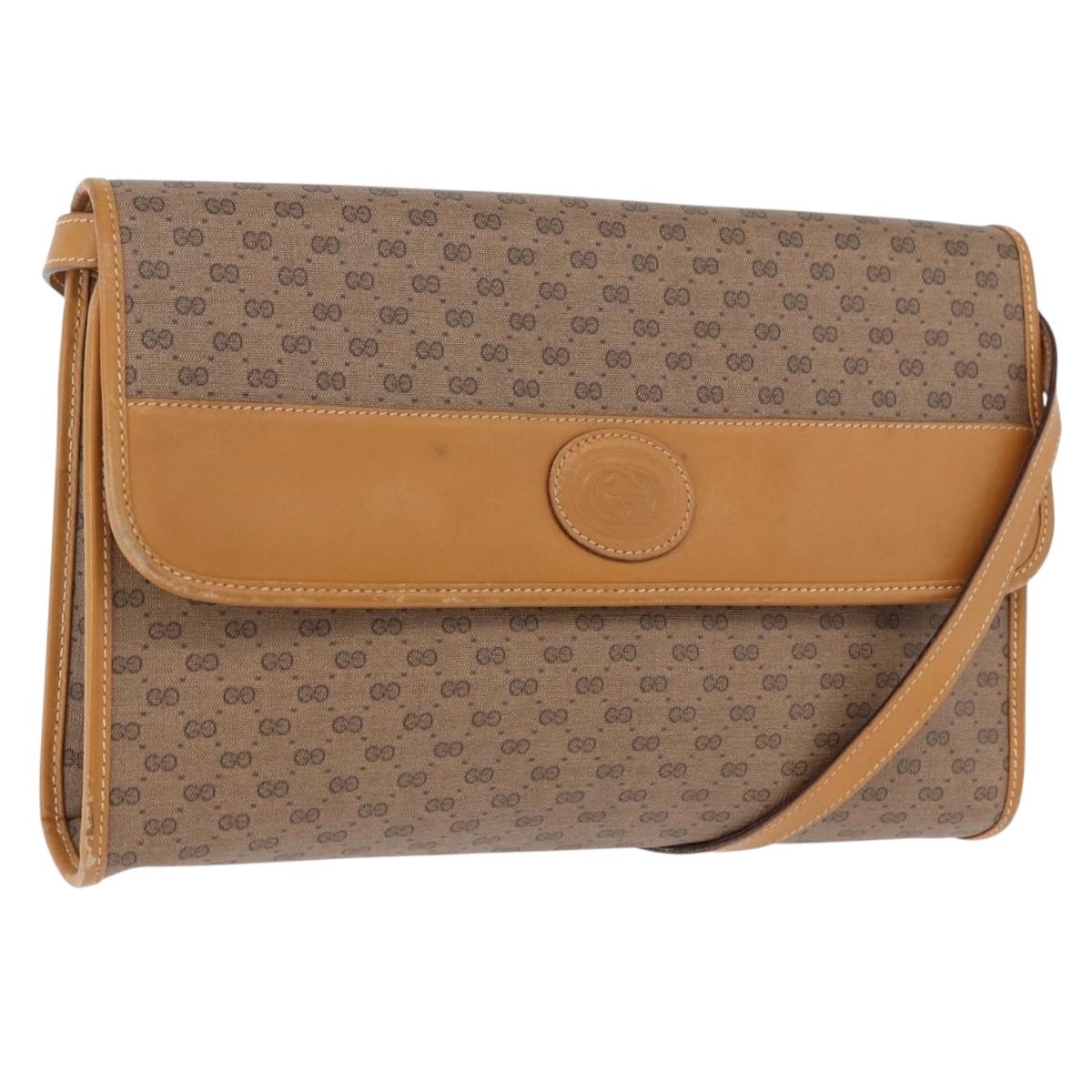 GUCCI Micro GG Supreme Shoulder Bag PVC Beige Gold 004 58 0264 Auth 193507