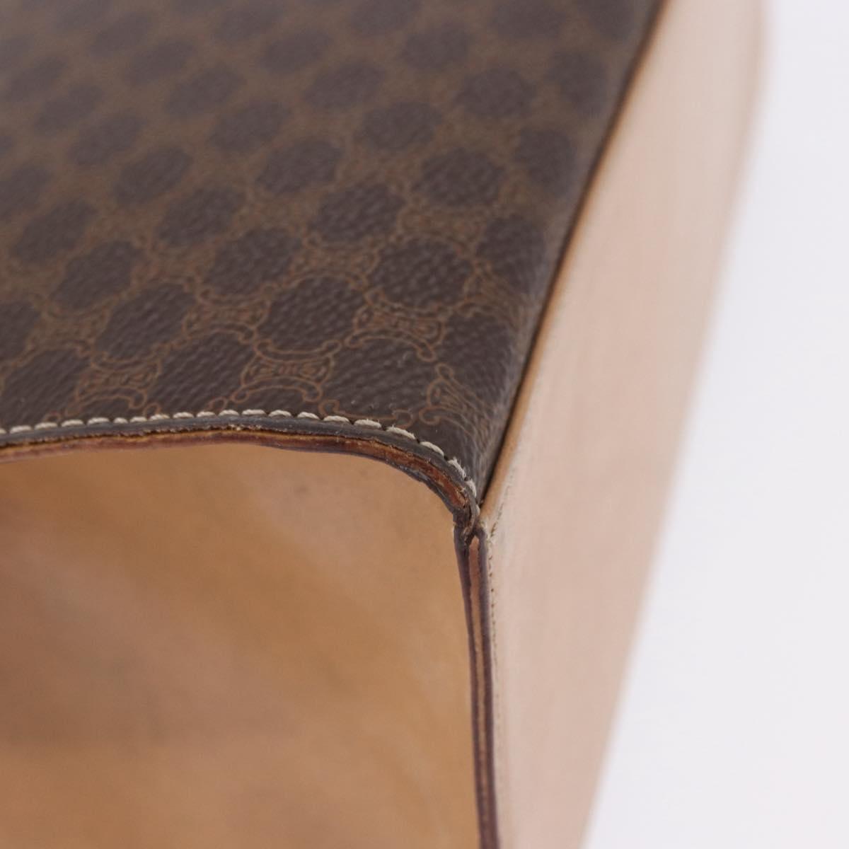 CELINE Macadam Canvas Hand Bag PVC Leather Brown Gold Auth 193508A