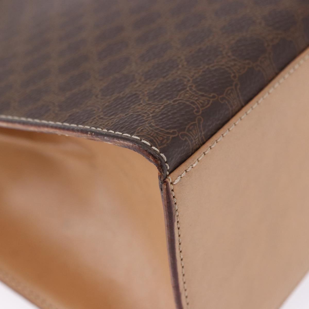 CELINE Macadam Canvas Hand Bag PVC Leather Brown Gold Auth 193508A