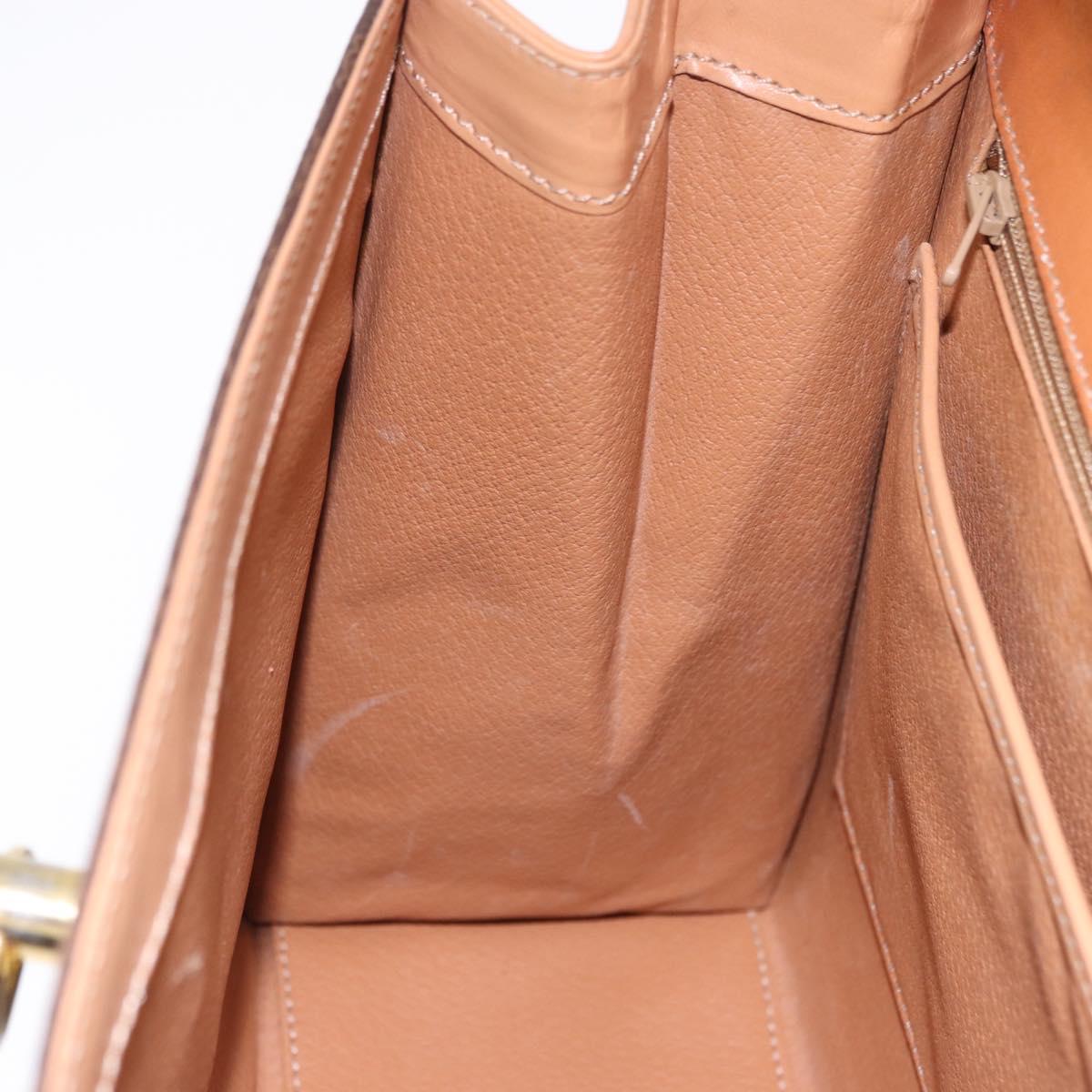 CELINE Macadam Canvas Hand Bag PVC Leather Brown Gold Auth 193508A