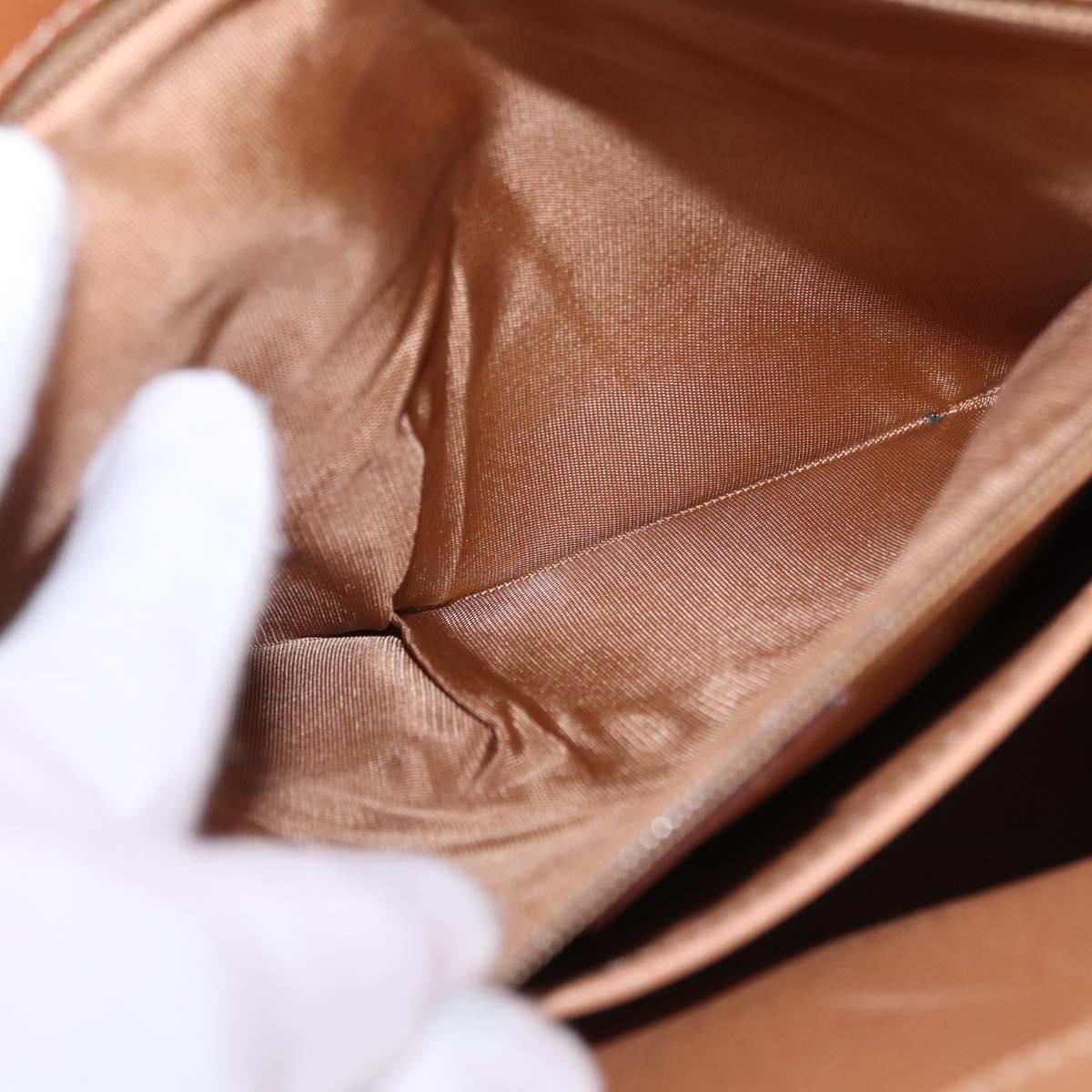 CELINE Macadam Canvas Hand Bag PVC Leather Brown Gold Auth 193508A