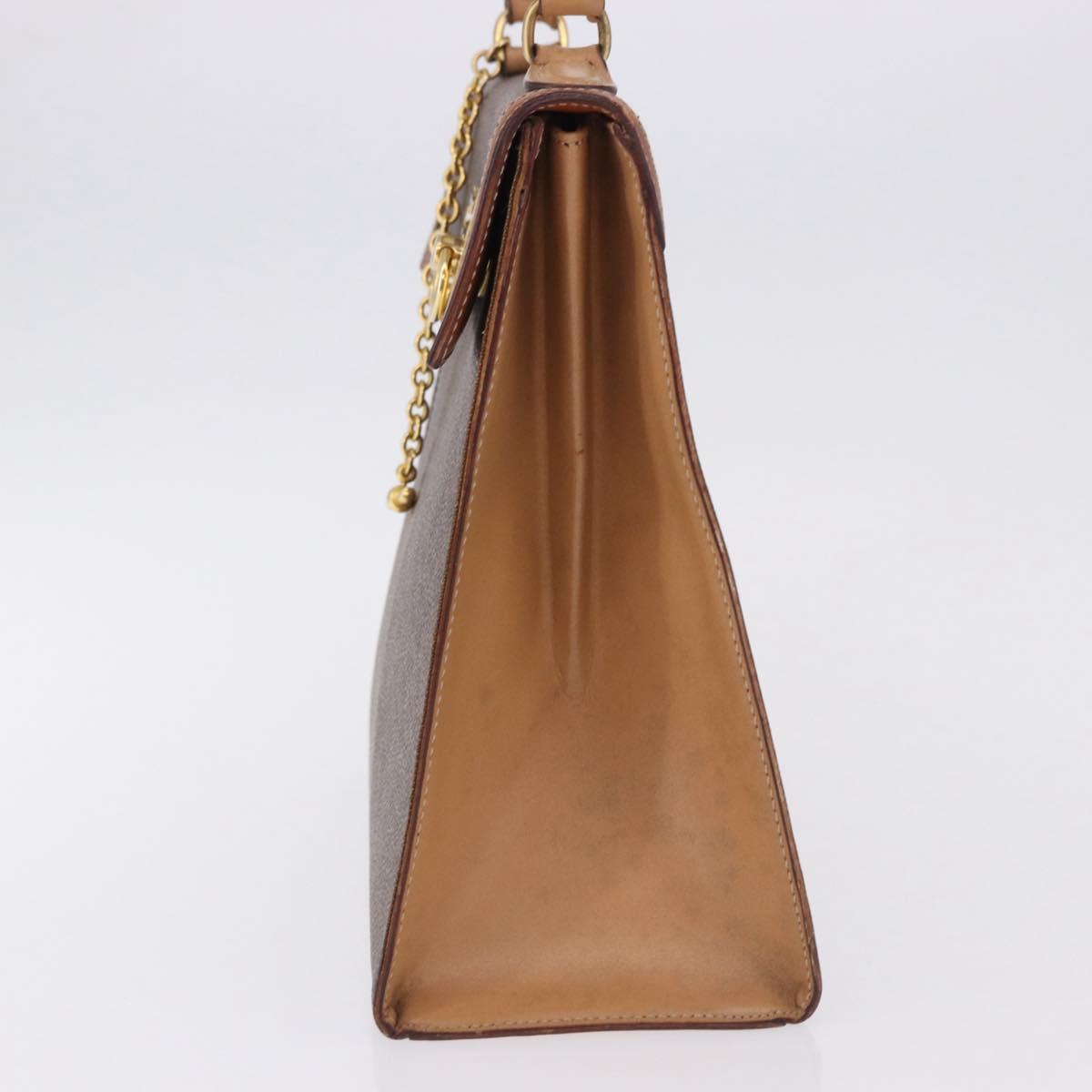 CELINE Macadam Canvas Hand Bag PVC Leather Brown Gold Auth 193508A