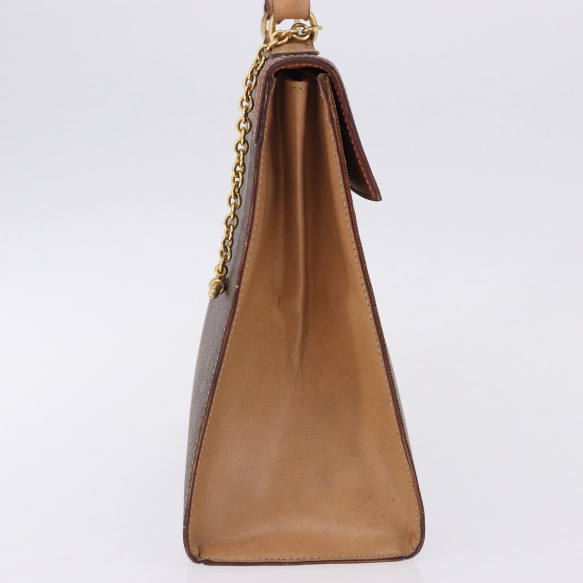 CELINE Macadam Canvas Hand Bag PVC Leather Brown Gold Auth 193508A