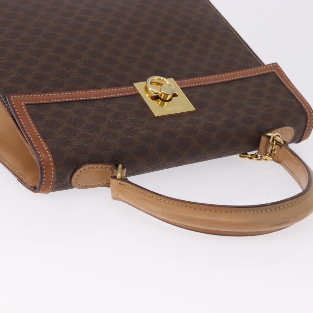CELINE Macadam Canvas Hand Bag PVC Leather Brown Gold Auth 193508A