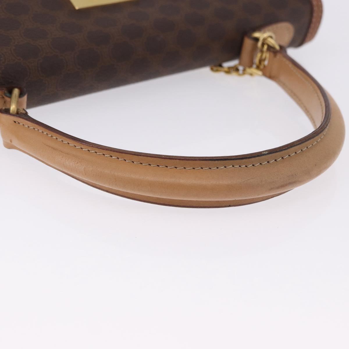 CELINE Macadam Canvas Hand Bag PVC Leather Brown Gold Auth 193508A