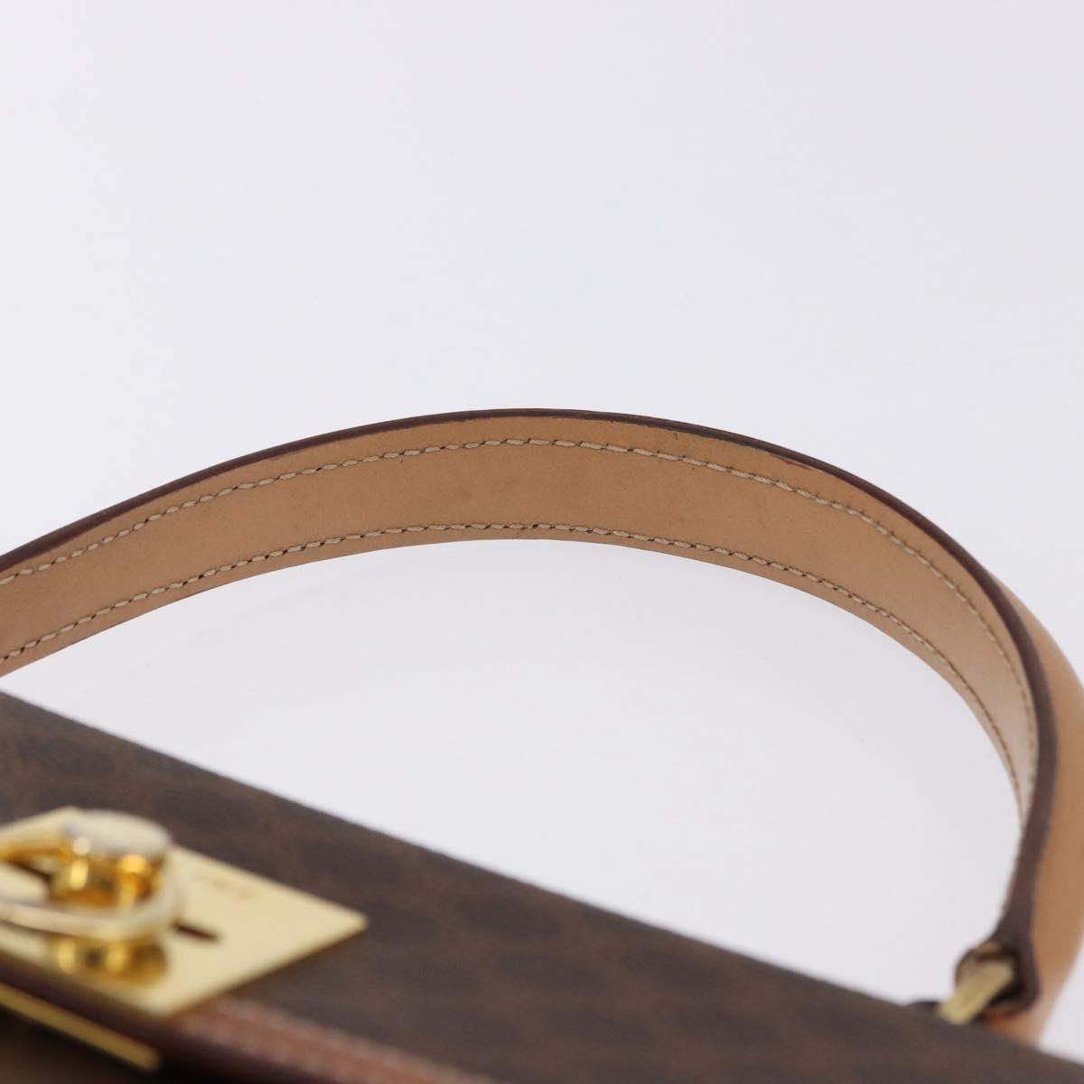 CELINE Macadam Canvas Hand Bag PVC Leather Brown Gold Auth 193508A