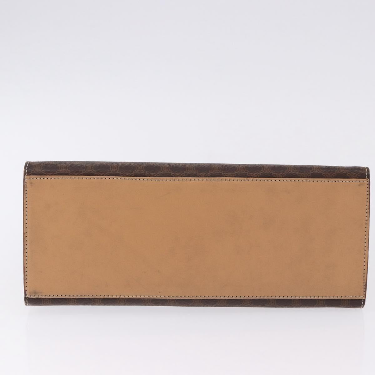 CELINE Macadam Canvas Hand Bag PVC Leather Brown Gold Auth 193508A