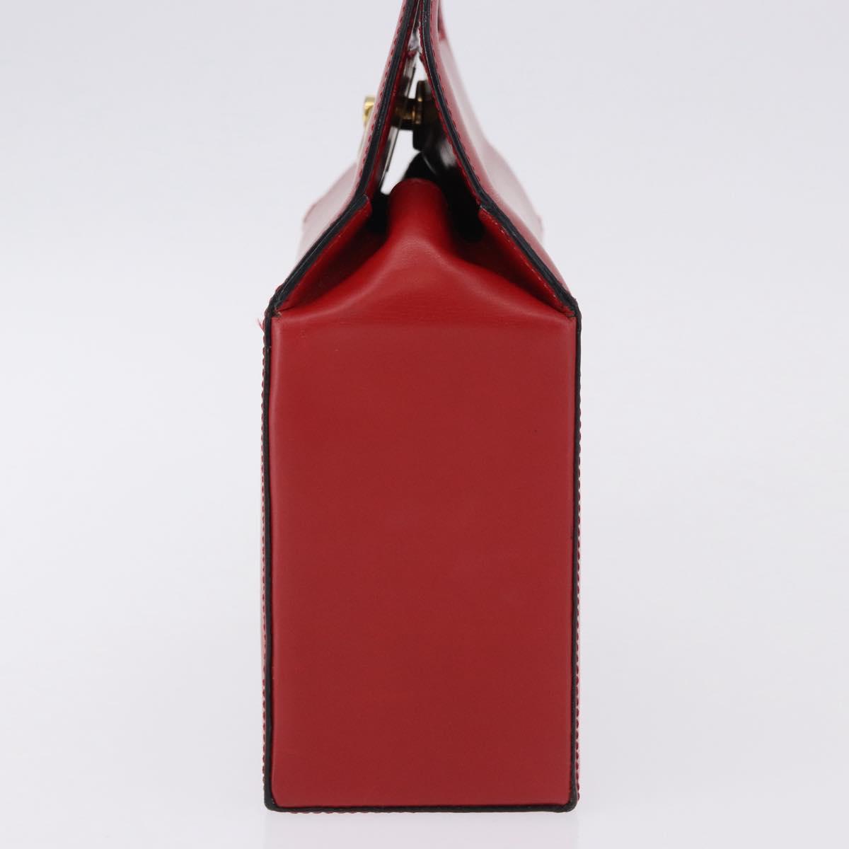 CELINE Hand Bag Leather Red Gold Auth 193510A