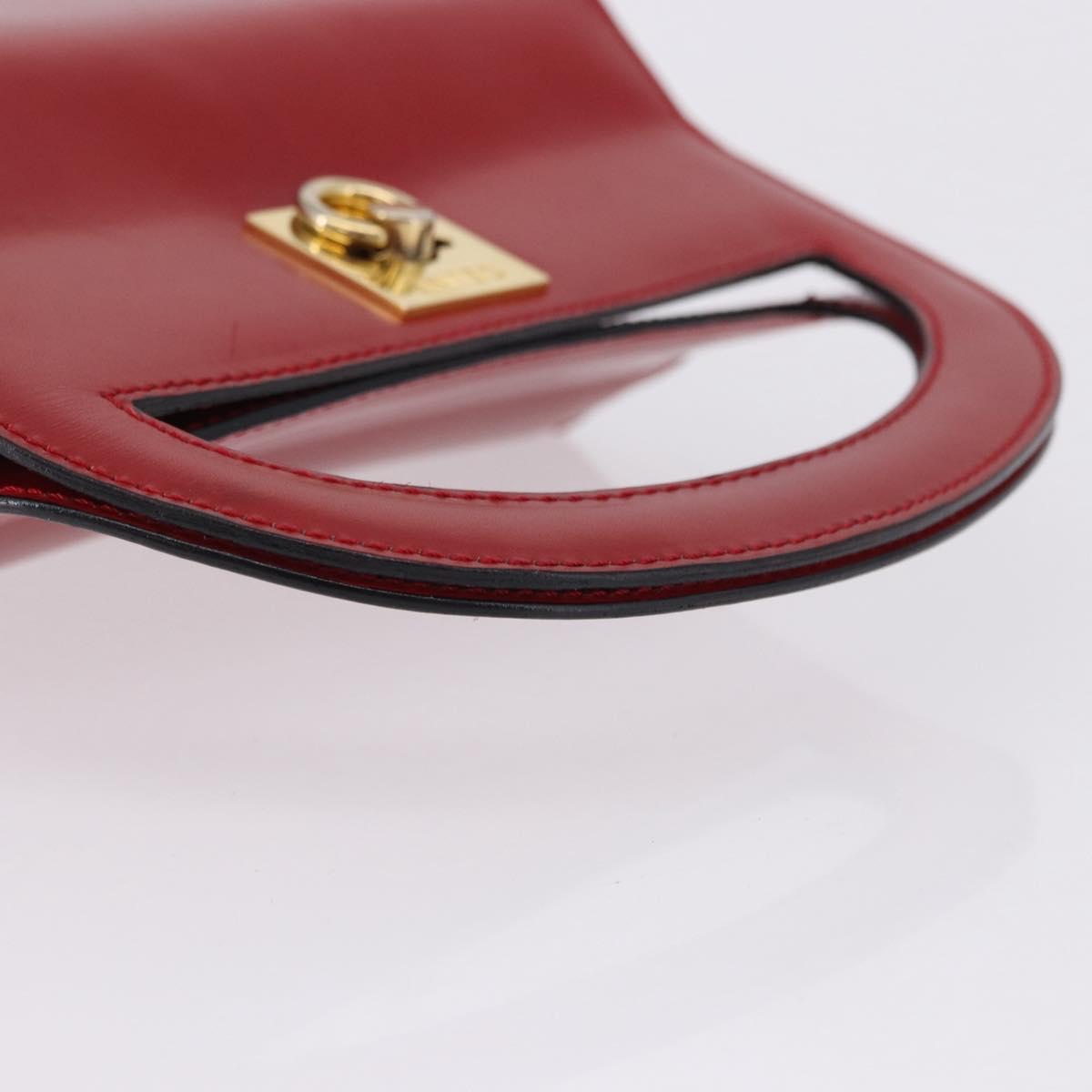 CELINE Hand Bag Leather Red Gold Auth 193510A