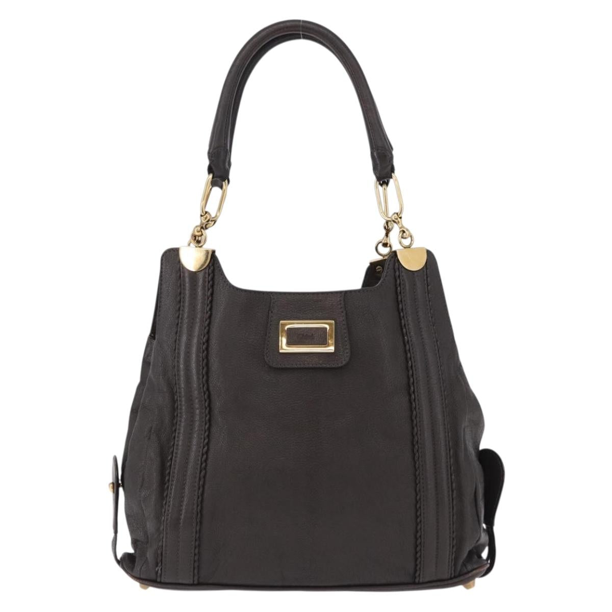 Chloe Irene Shoulder Bag Leather Brown Gold Auth 193511A