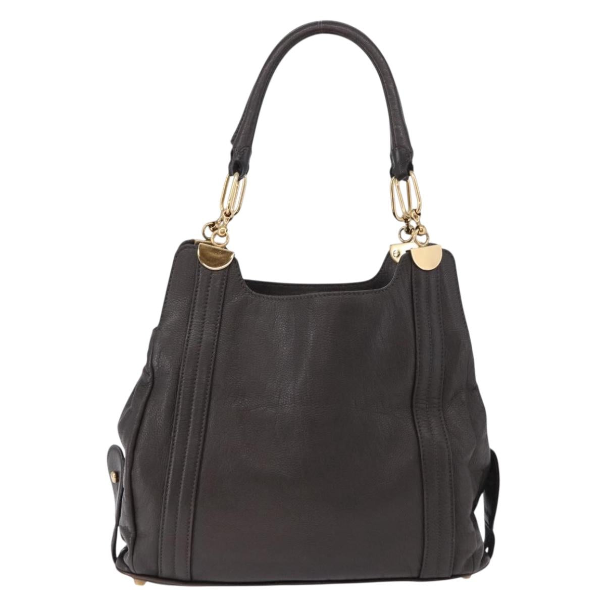 Chloe Irene Shoulder Bag Leather Brown Gold Auth 193511A
