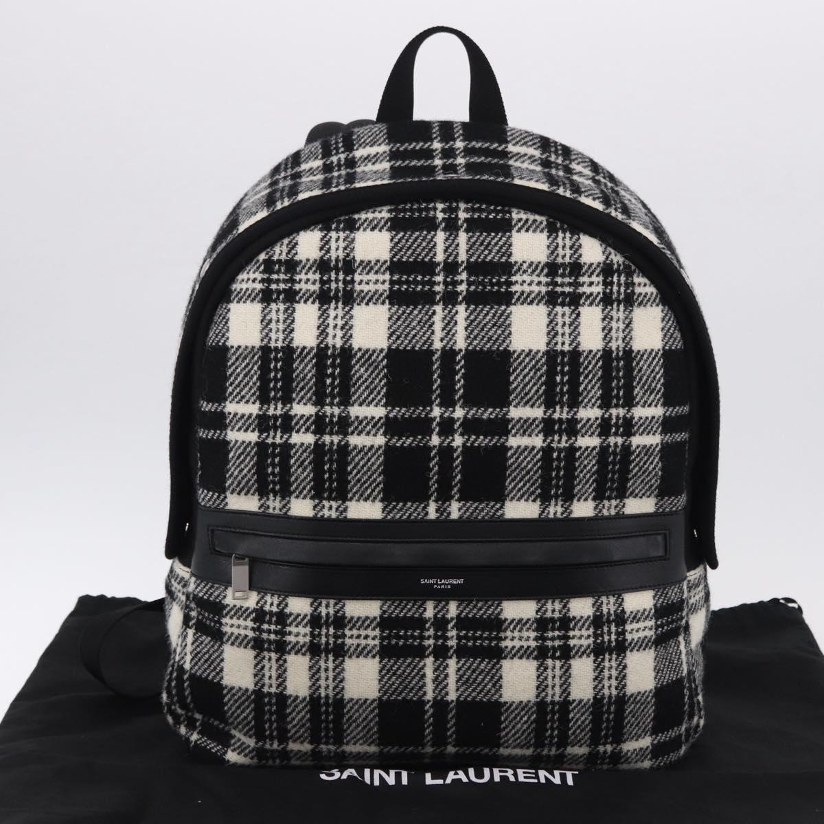 SAINT LAURENT Backpack Wool Black Silver Auth 193512V