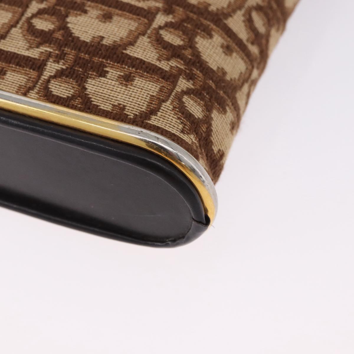 Christian Dior Trotter Canvas Shoulder Bag Beige Gold Auth 193513