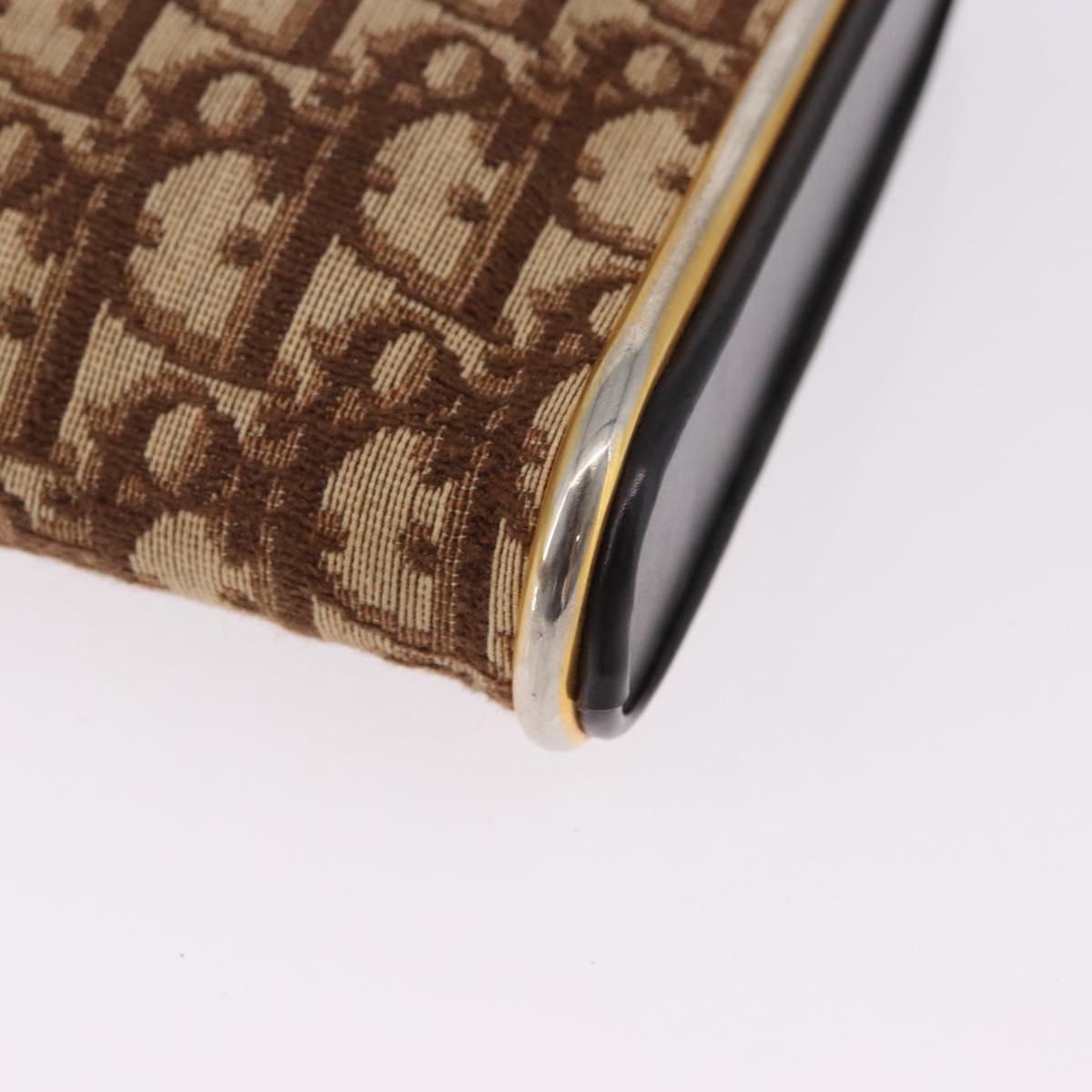 Christian Dior Trotter Canvas Shoulder Bag Beige Gold Auth 193513