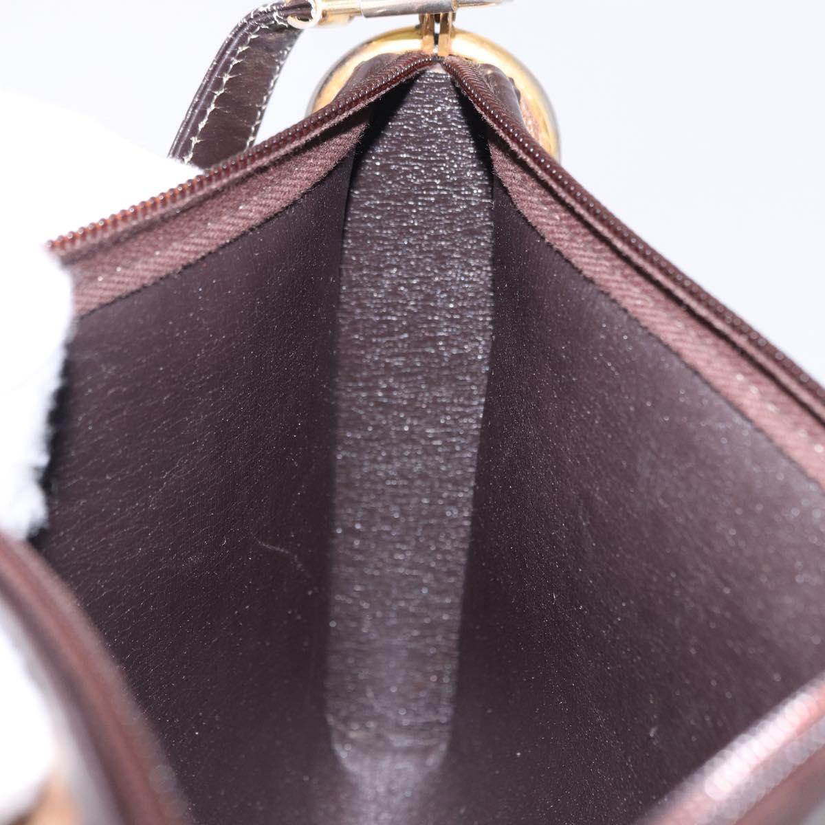 Christian Dior Trotter Canvas Shoulder Bag Beige Gold Auth 193513