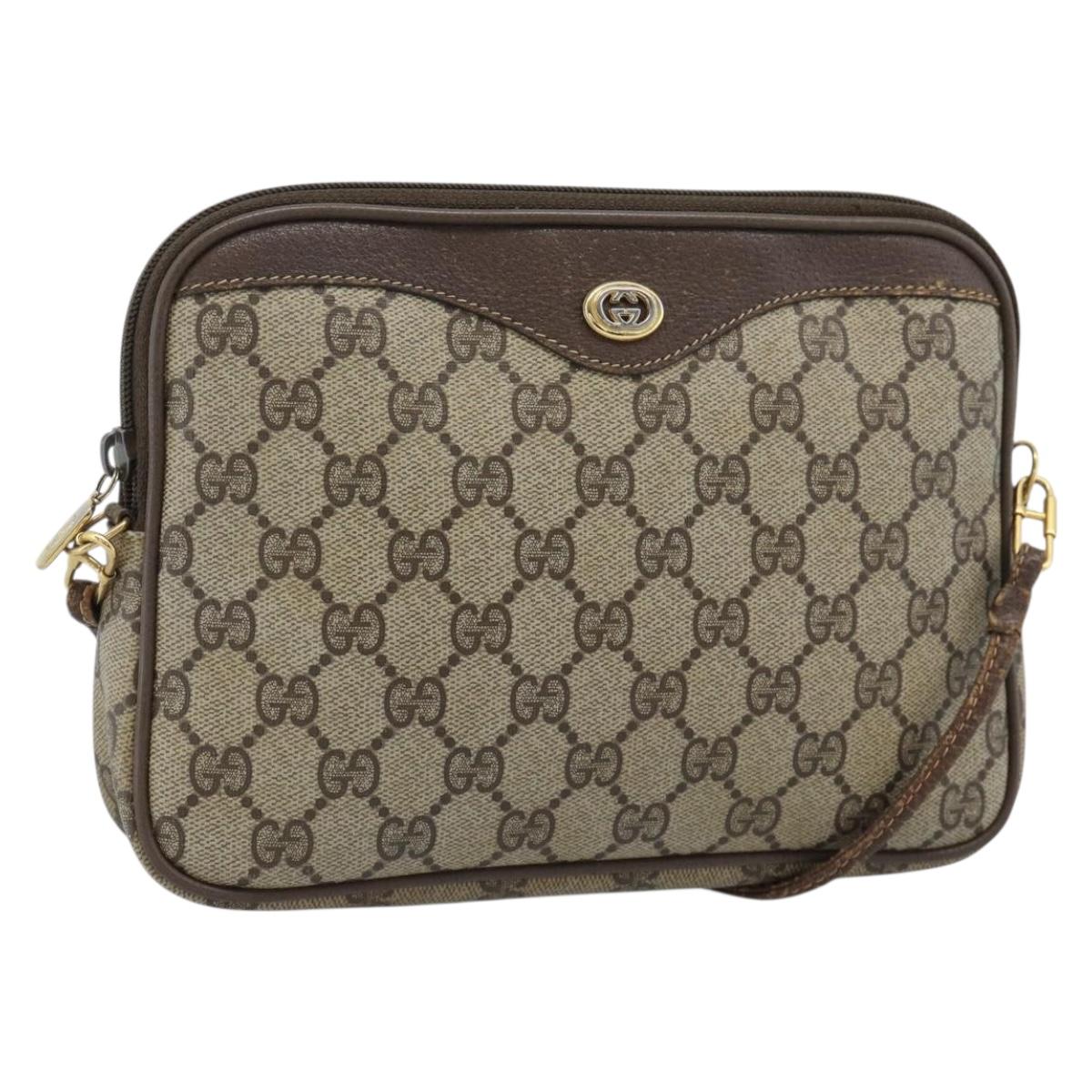 GUCCI GG Supreme Shoulder Bag PVC Beige Gold 97 02 068 Auth 193514