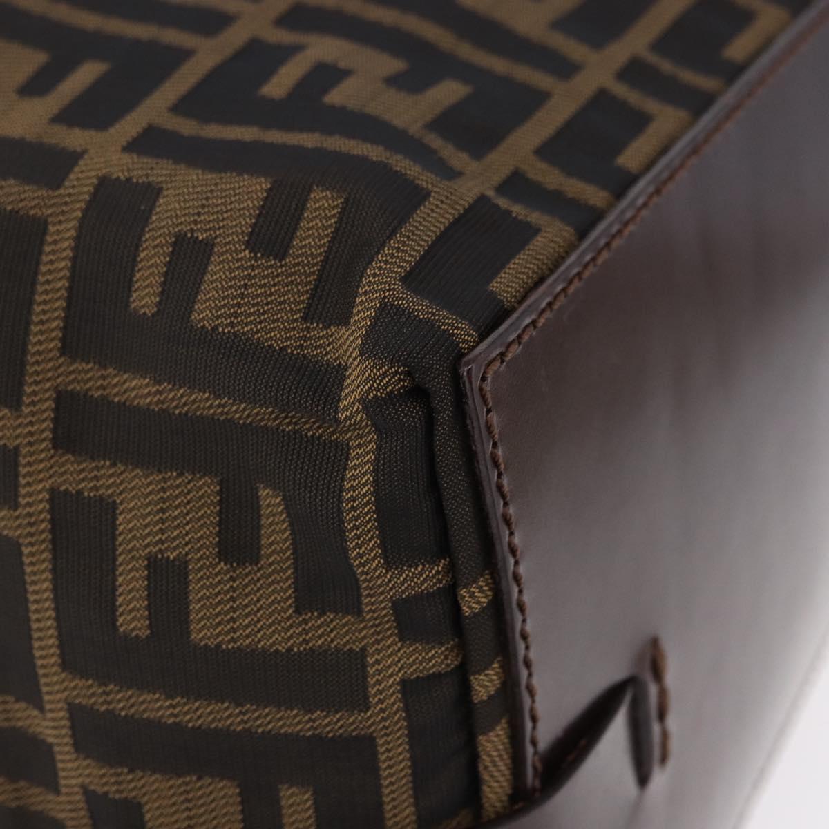 FENDI Zucca Canvas Hand Bag Black Brown Auth 193515