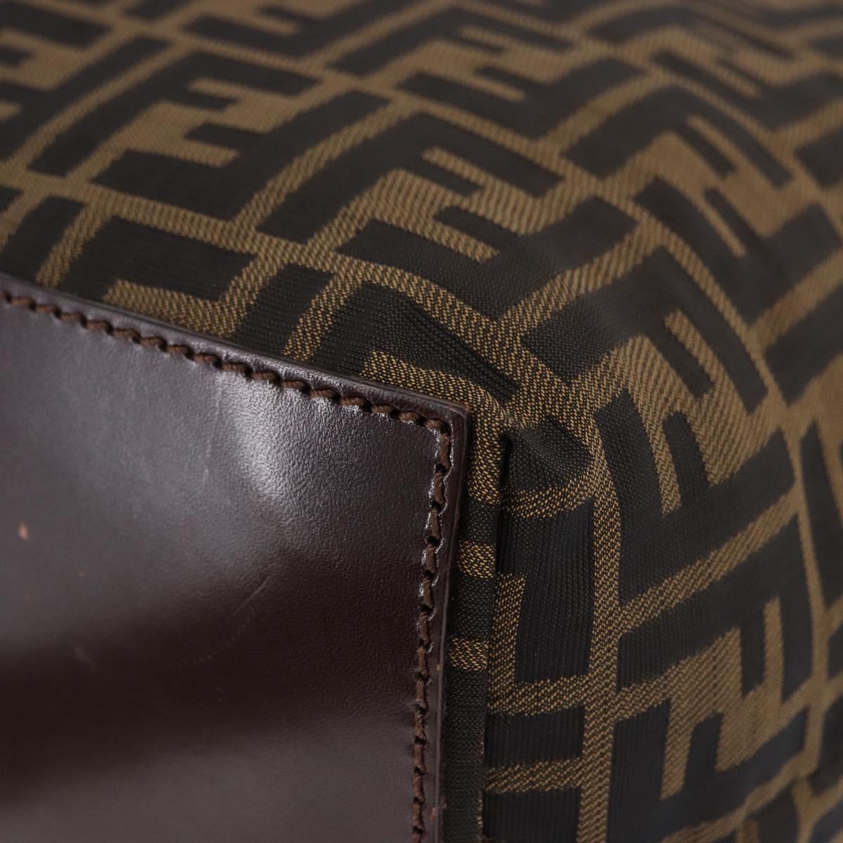 FENDI Zucca Canvas Hand Bag Black Brown Auth 193515