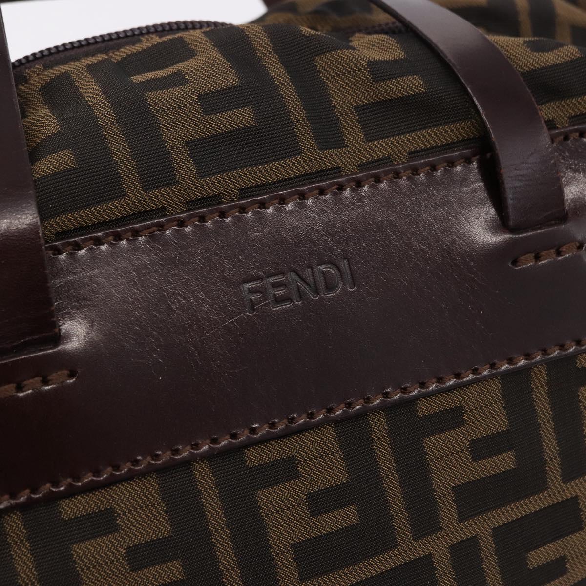 FENDI Zucca Canvas Hand Bag Black Brown Auth 193515