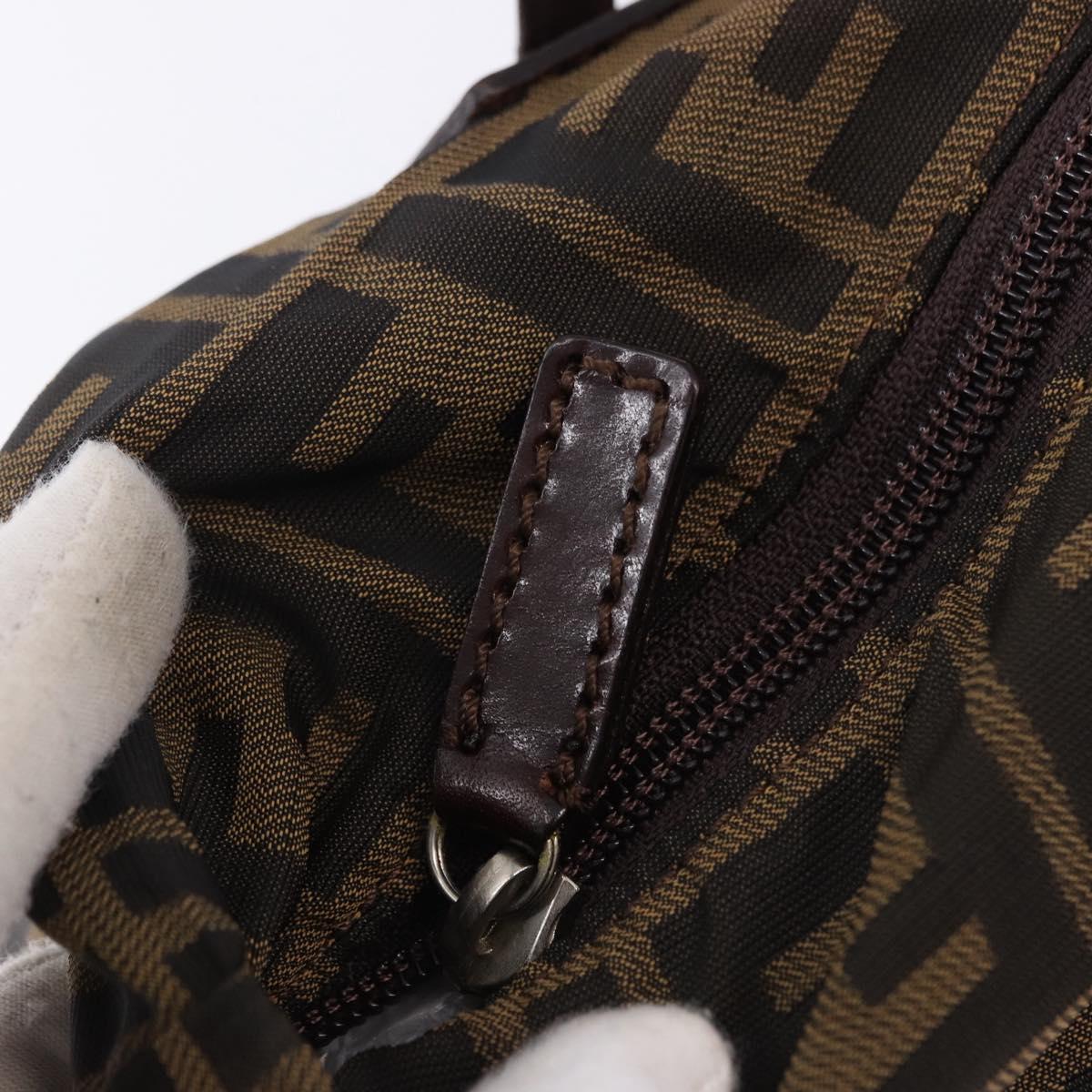 FENDI Zucca Canvas Hand Bag Black Brown Auth 193515