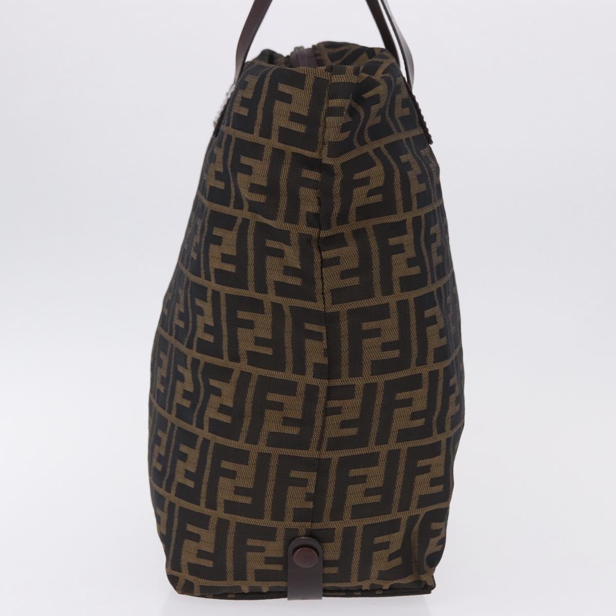 FENDI Zucca Canvas Hand Bag Black Brown Auth 193515