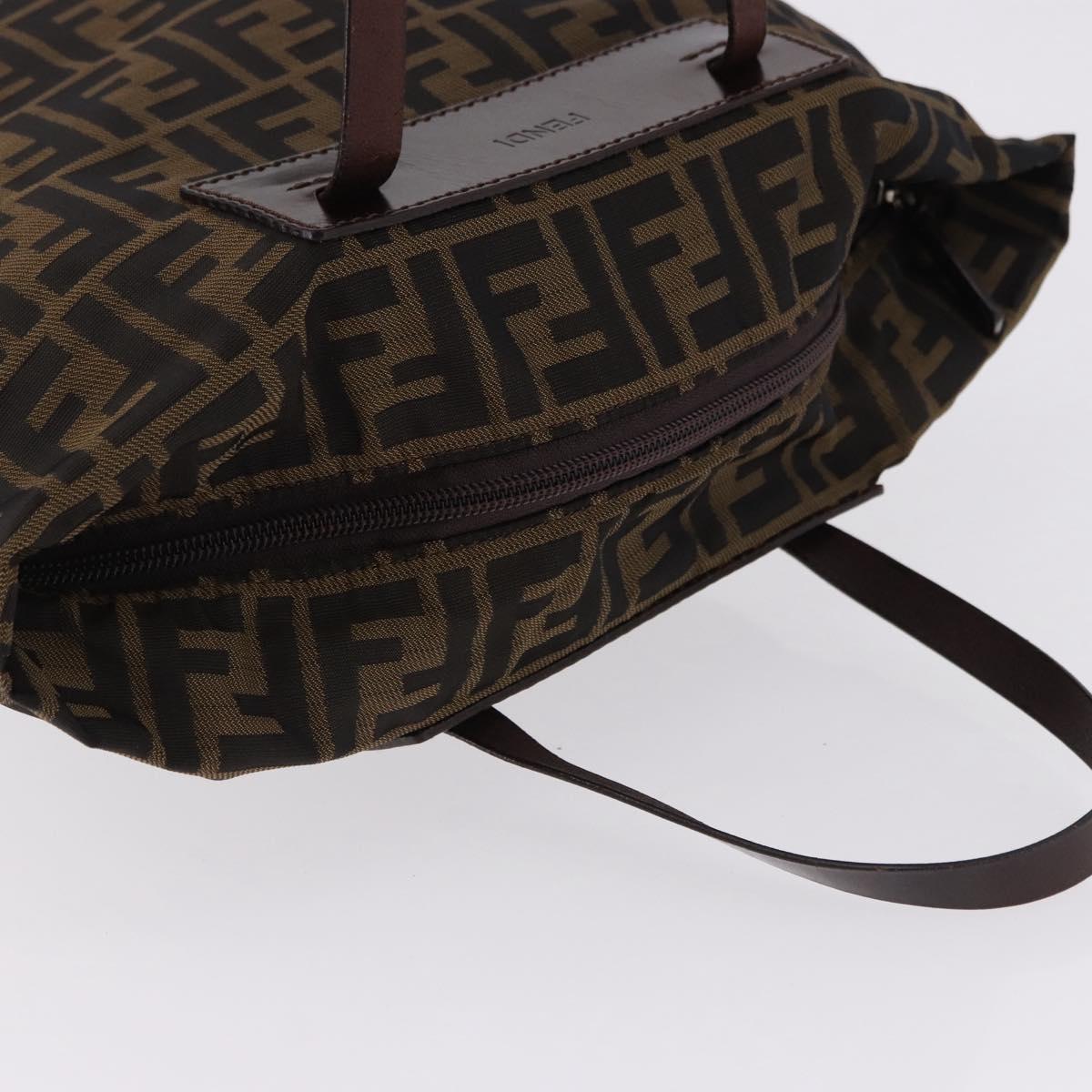 FENDI Zucca Canvas Hand Bag Black Brown Auth 193515
