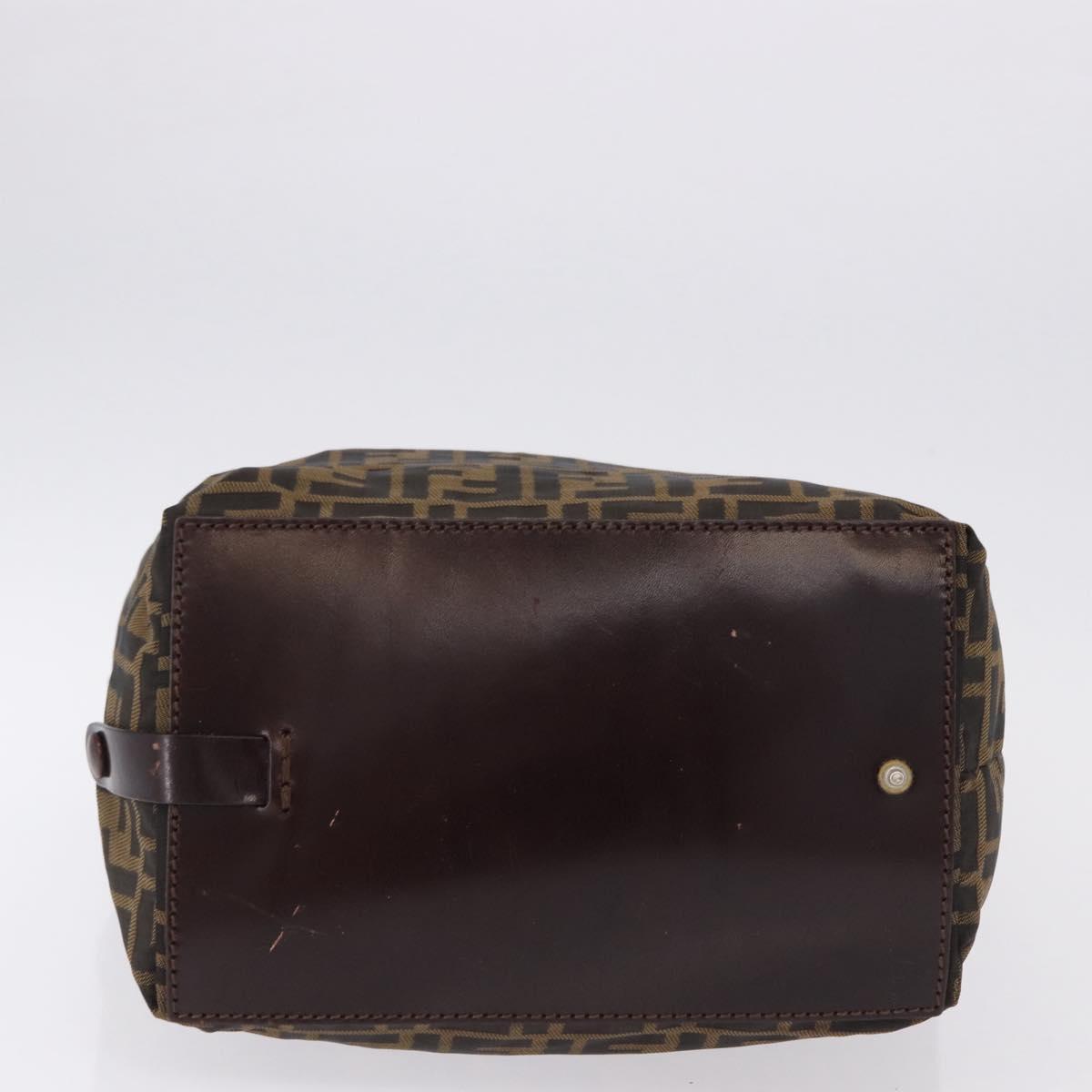 FENDI Zucca Canvas Hand Bag Black Brown Auth 193515