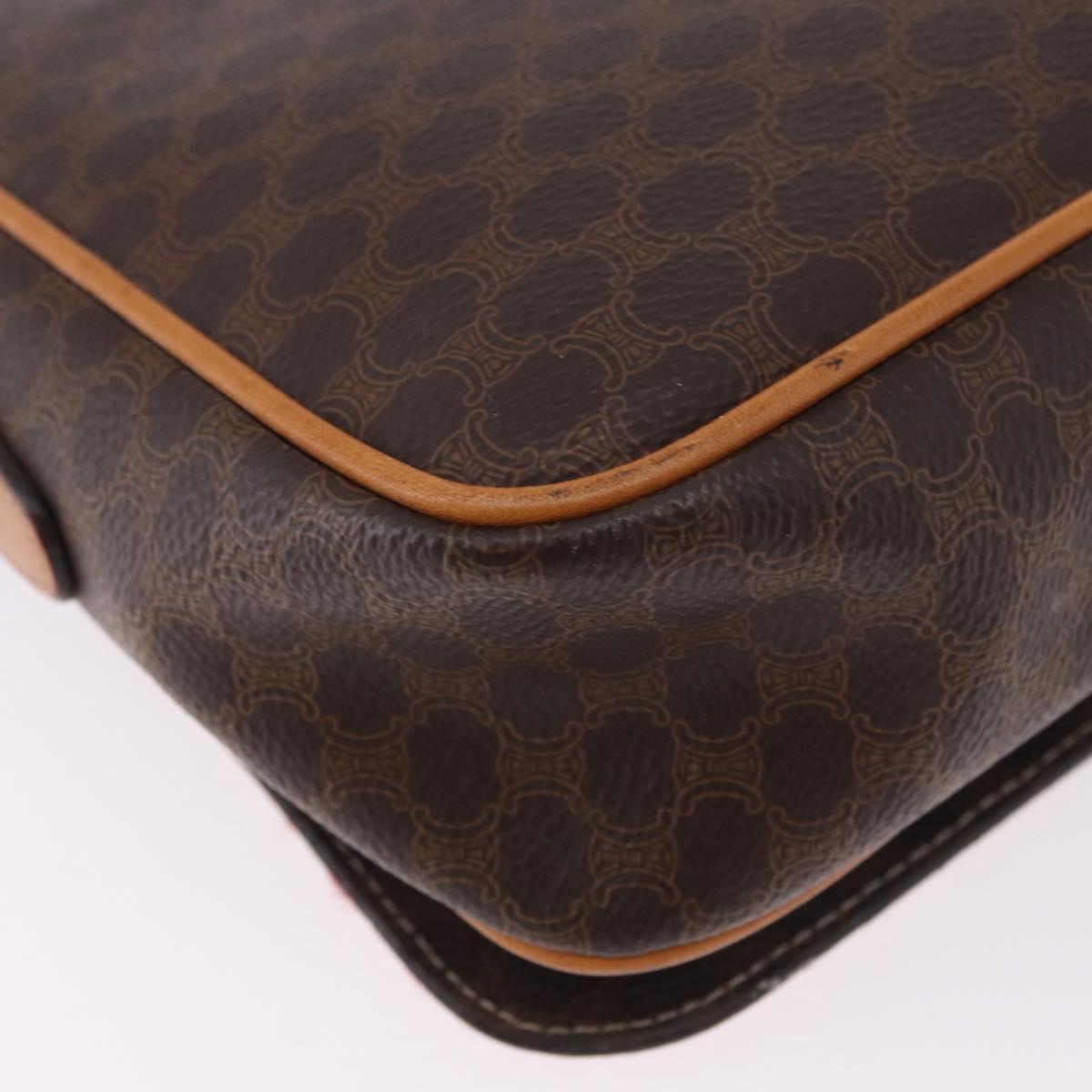 CELINE Macadam Canvas Shoulder Bag PVC Leather Brown Gold Auth 193516