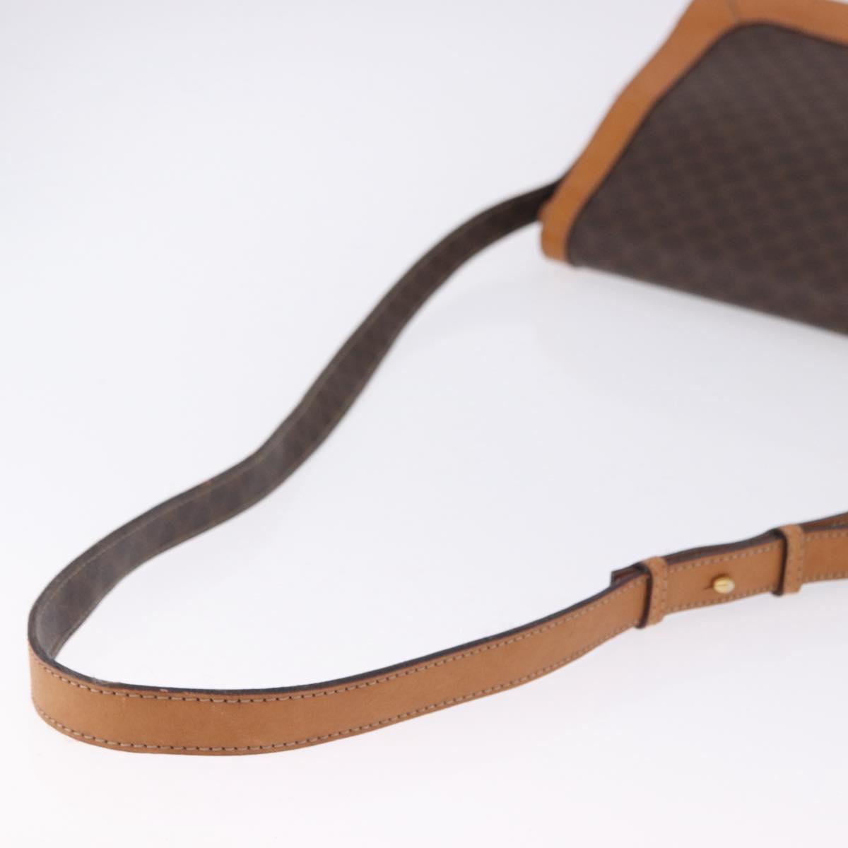 CELINE Macadam Canvas Shoulder Bag PVC Leather Brown Gold Auth 193516