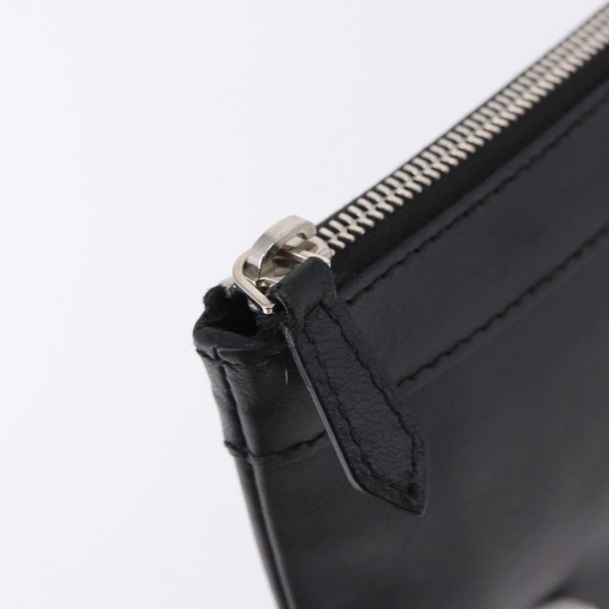 BALENCIAGA Clutch Bag Leather Black Silver 373834 Auth 193517A