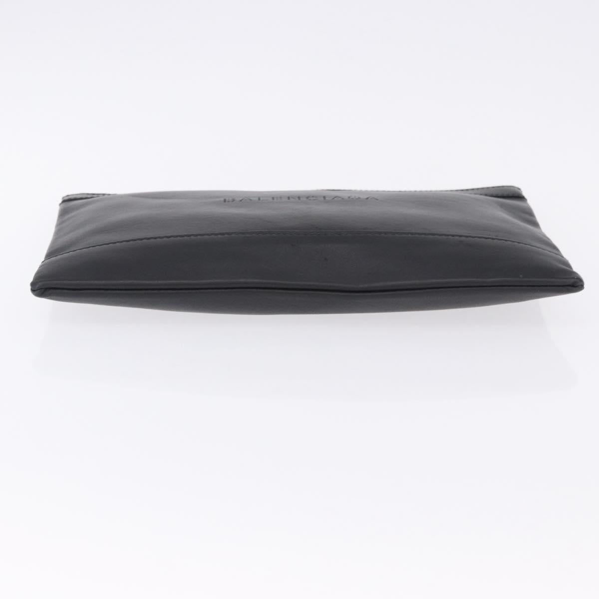 BALENCIAGA Clutch Bag Leather Black Silver 373834 Auth 193517A