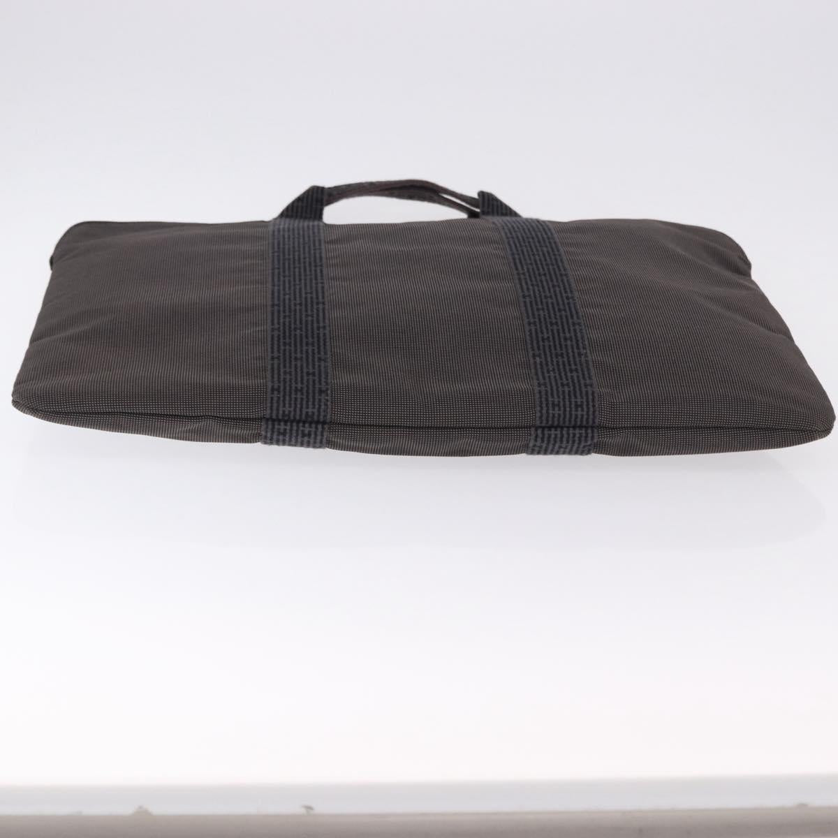 HERMES Her Line Cabas Hand Bag Canvas Gray Silver Auth 193518A