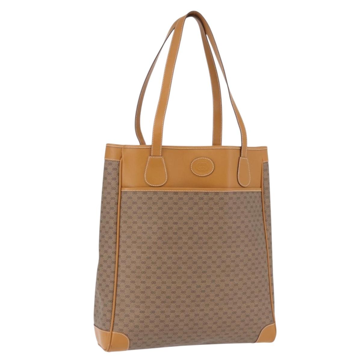 GUCCI Micro GG Supreme Tote Bag PVC Beige Gold Auth 193519