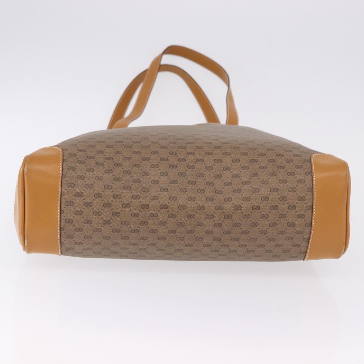 GUCCI Micro GG Supreme Tote Bag PVC Beige Gold Auth 193519