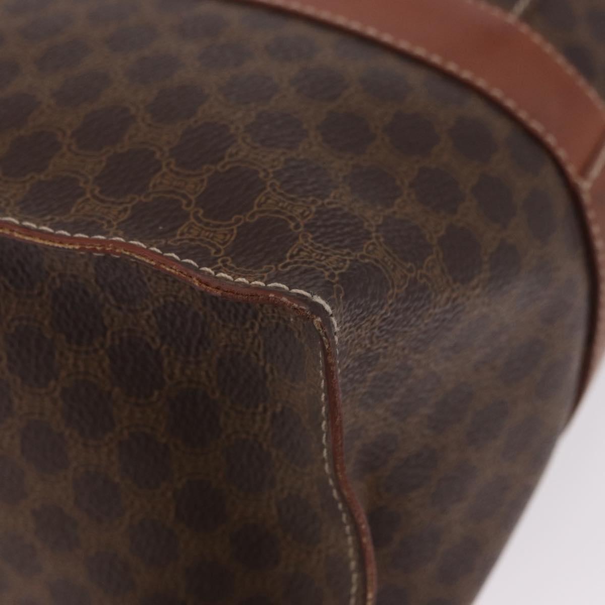CELINE Macadam Canvas Tote Bag PVC Leather Brown Gold Auth 193520