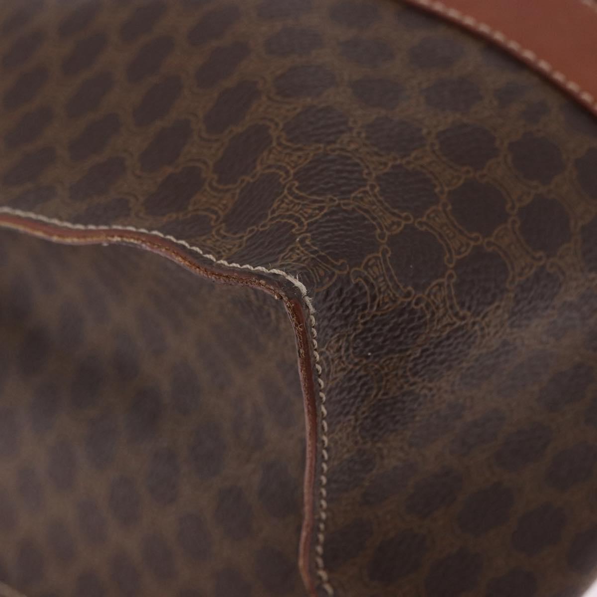 CELINE Macadam Canvas Tote Bag PVC Leather Brown Gold Auth 193520