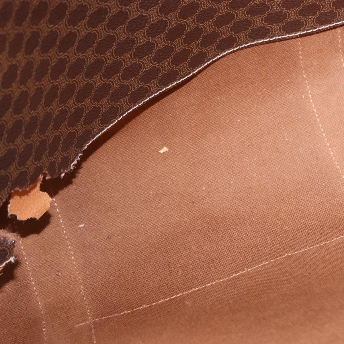 CELINE Macadam Canvas Tote Bag PVC Leather Brown Gold Auth 193520
