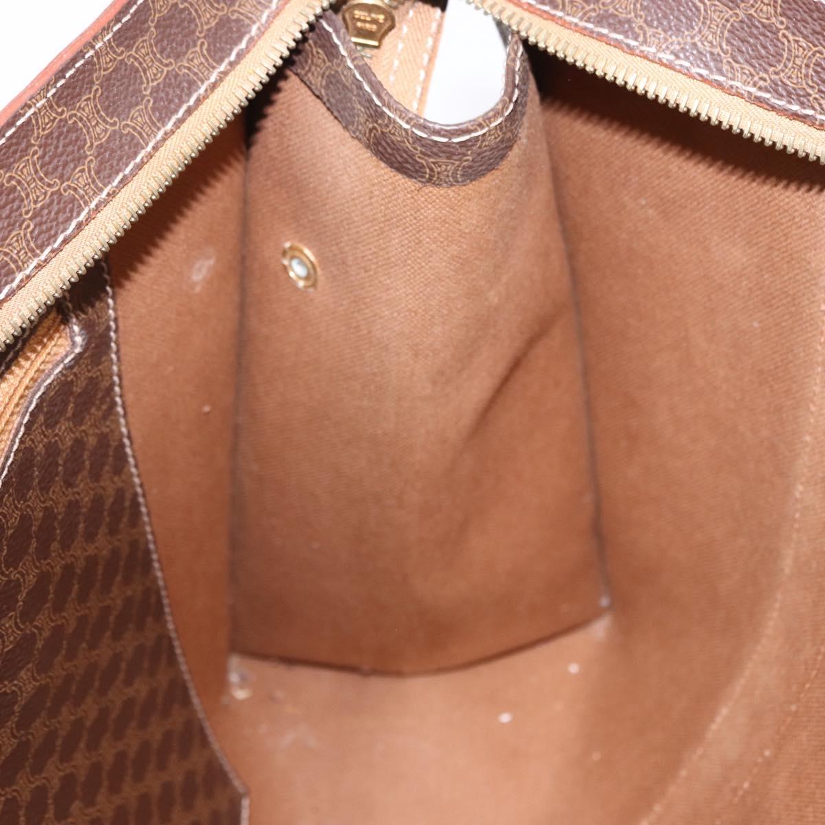 CELINE Macadam Canvas Tote Bag PVC Leather Brown Gold Auth 193520