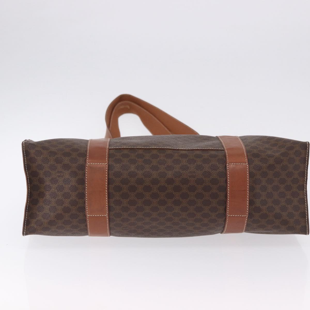 CELINE Macadam Canvas Tote Bag PVC Leather Brown Gold Auth 193520