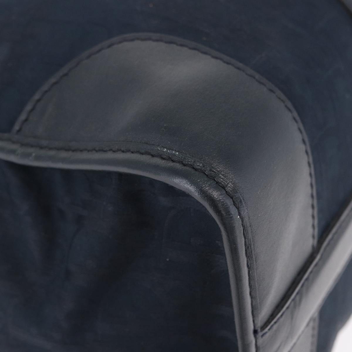 Christian Dior Trotter Canvas Hand Bag Navy Gold Auth 193521A