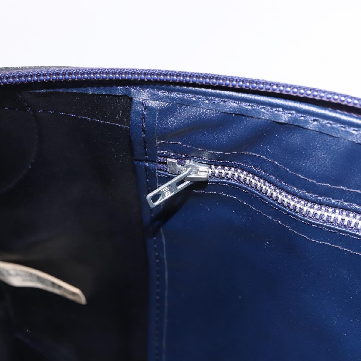 Christian Dior Trotter Canvas Hand Bag Navy Gold Auth 193521A