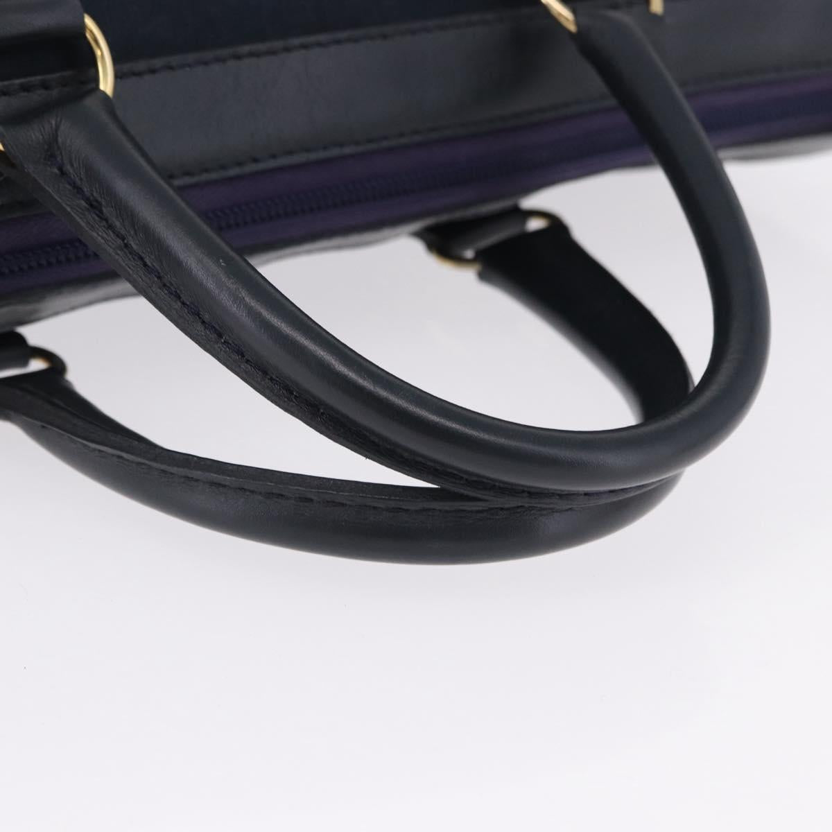 Christian Dior Trotter Canvas Hand Bag Navy Gold Auth 193521A