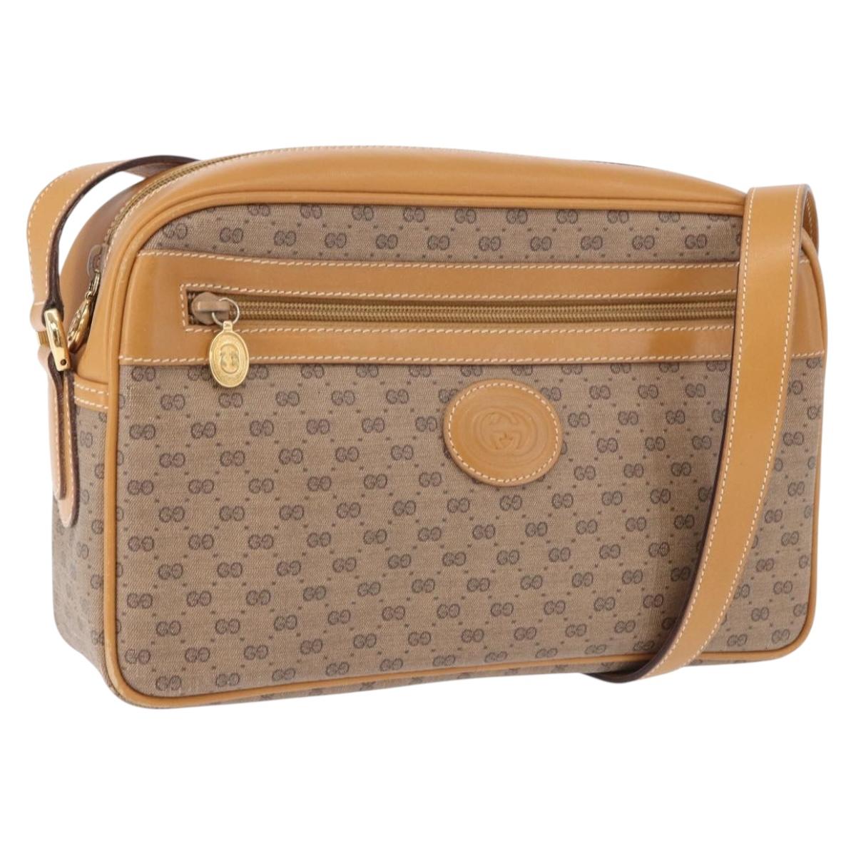 GUCCI Micro GG Supreme Shoulder Bag PVC Beige Gold 001 56 0942 Auth 193523