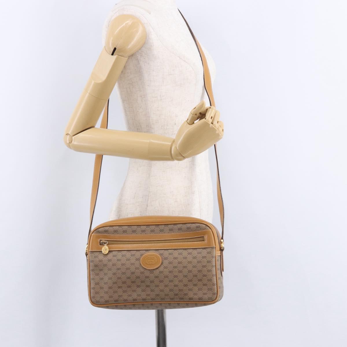 GUCCI Micro GG Supreme Shoulder Bag PVC Beige Gold 001 56 0942 Auth 193523