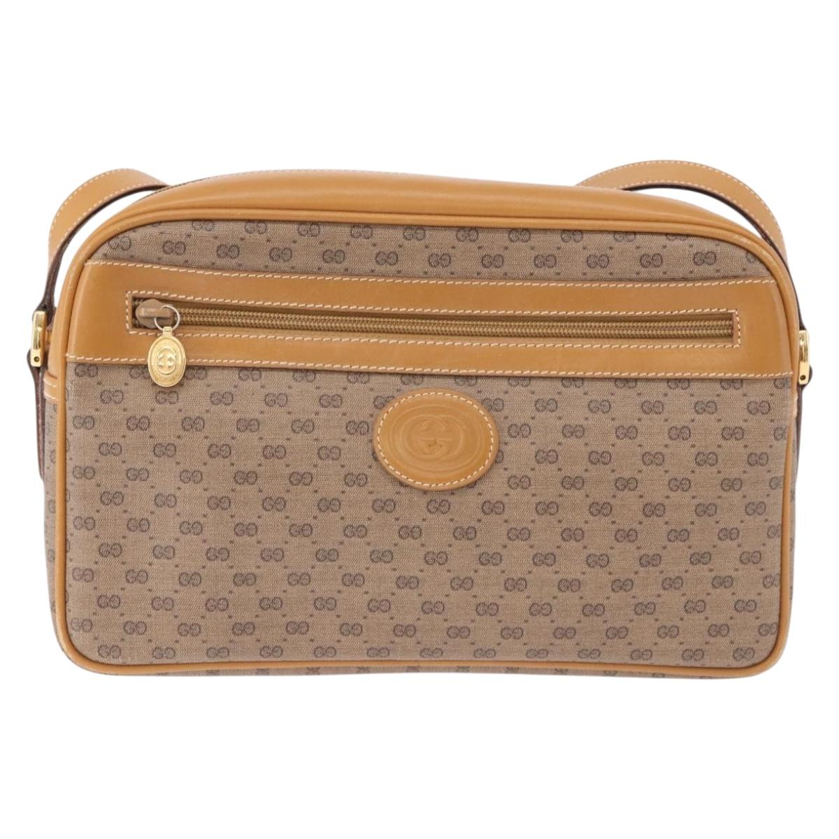 GUCCI Micro GG Supreme Shoulder Bag PVC Beige Gold 001 56 0942 Auth 193523